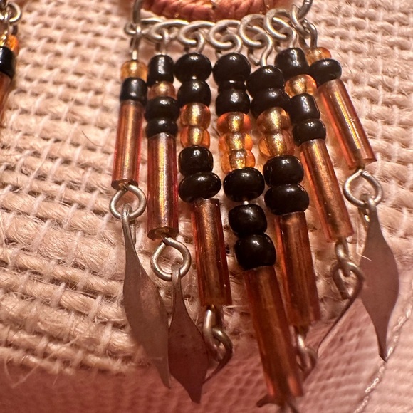 Dreamcatcher Earrings with Silver and Brown Accents - Picture 3 of 7